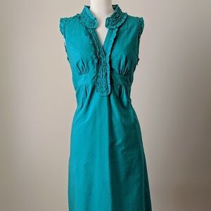 Clip dot ruffled empire waist spring green dress